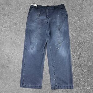 Bulwark FR Distressed Work Pants Mens 36x31 Navy Blue Westex Paint Splatter NFPA